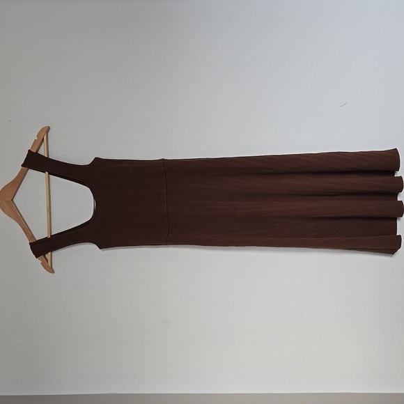 Vince Rib Sweetheart-Neck Camisole Dress Sleeveless A-line Hazelnut Brown S - Picture 3 of 10